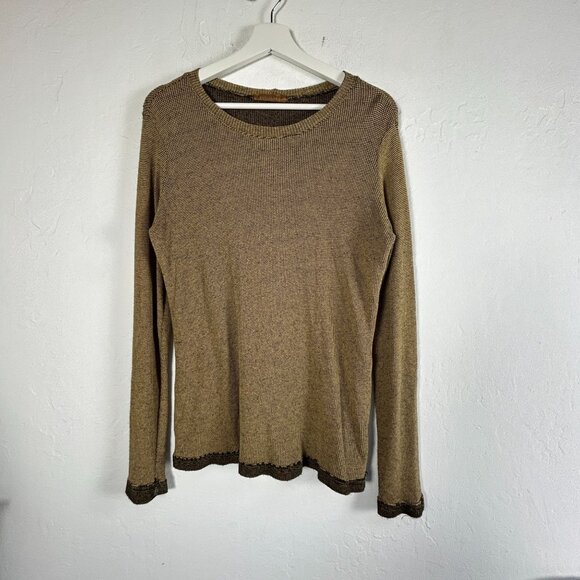 Cut Loose Womens Knit Pullover Sweater Medium Brown Black Long Sleeve Round Neck - Picture 1 of 5